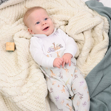 Wrendale Little Savannah African Animal Printed Babygrow (0-3 months) | LTW-BGP009