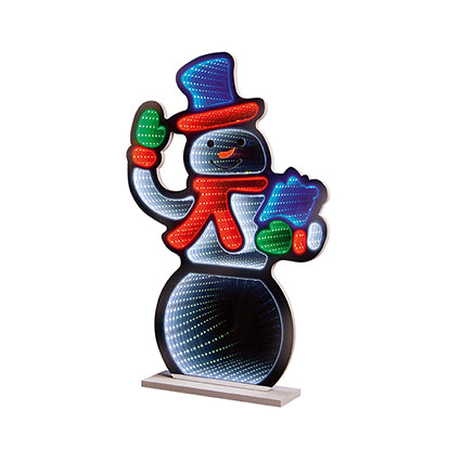 60cm Snowman with Parcel Tabletop Infinity Mirror | LV243015