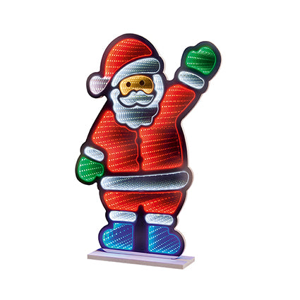 60cm Waving Santa Tabletop Infinity Mirror | LV243383