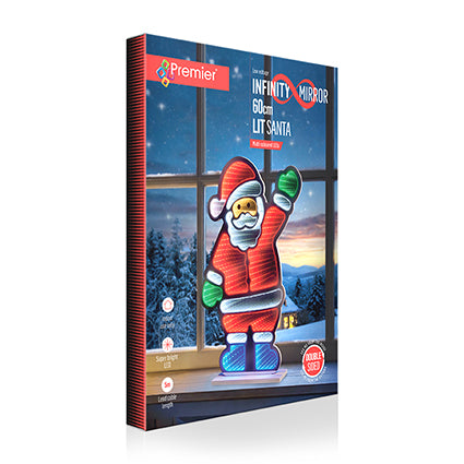 60cm Waving Santa Tabletop Infinity Mirror | LV243383