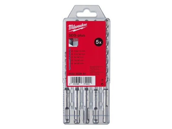 Milwaukee SDS Plus M2 Drill Bit 2-Cut Set (5 Piece) | MIL352834