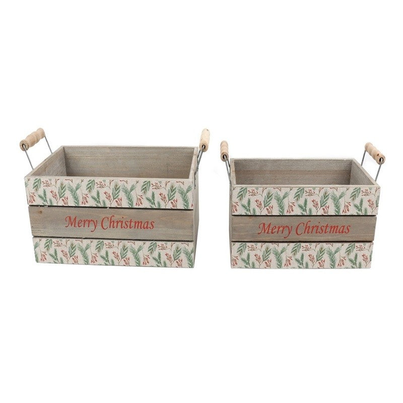 Heaven Sends White Wood Merry Christmas Crates Set of 2 | MOU084