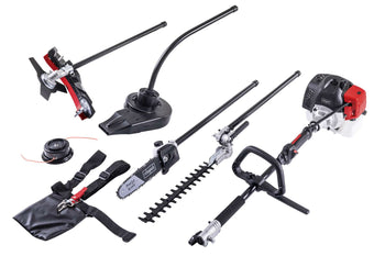 Scheppach Petrol Multi-Garden Tool - 1.5 HP 2-Stroke Petrol Engine Recoil Starter  5-in-1 Function | MTC42-5P