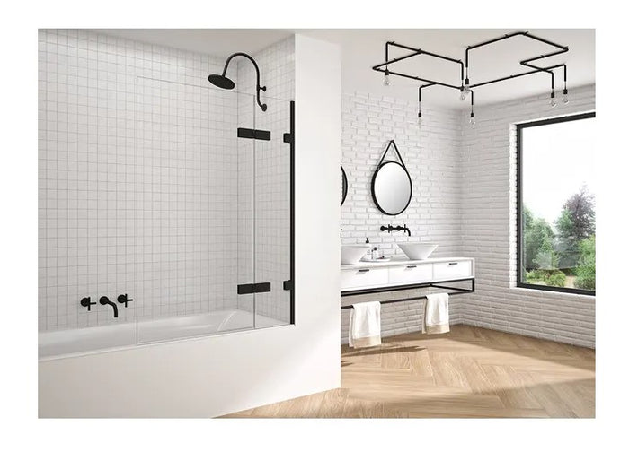 Merlyn Arysto Colour Double Panel Bath Screen - Matt Black