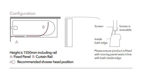 Merlyn MB5 Curtain Rail Bath Screen