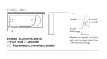 Merlyn MB5 Curtain Rail Bath Screen