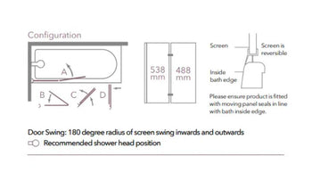 Merlyn MB8 2 Panel Folding Bath Screen