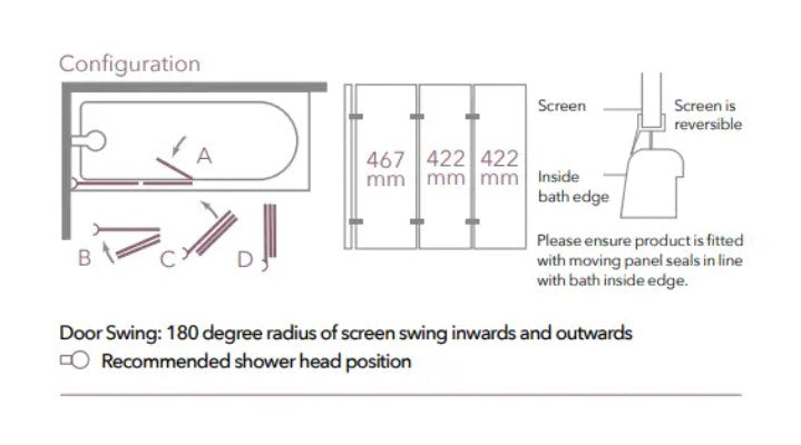 Merlyn MB9 3 Panel Folding Bath Screen