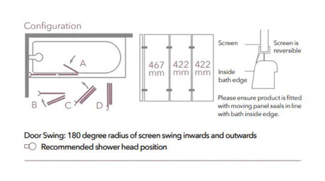 Merlyn MB9 3 Panel Folding Bath Screen