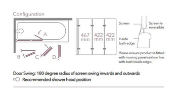 Merlyn MB9 3 Panel Folding Bath Screen