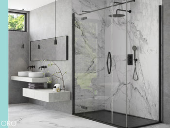Flair Oro Hinge & Inline Door with Ultra Frameless Corner Side Panel