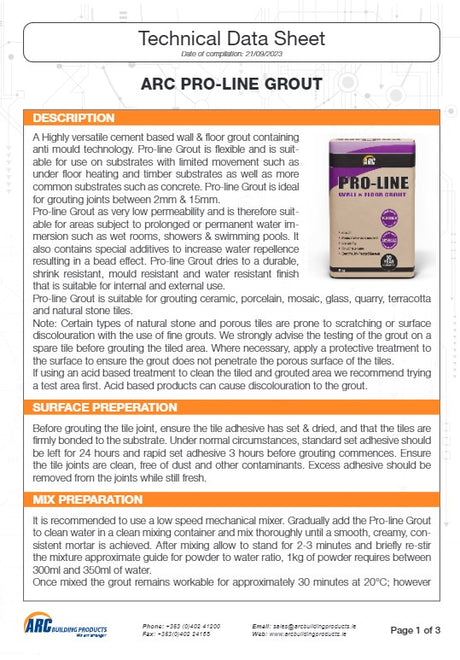ARC Pro-Line Grout Pure White 2.5kg | PROG006