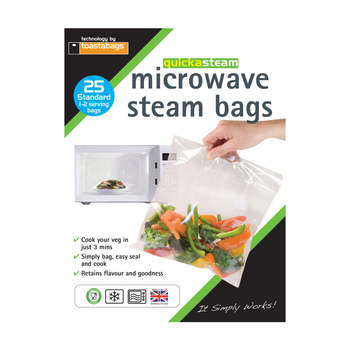 Planit Microwave Steam Bags Standard 25 Pack | QSS25PP-CS