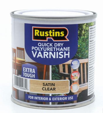 Rustins Quick Dry Polyurethane Varnish Satin Clear 250ml | R695000