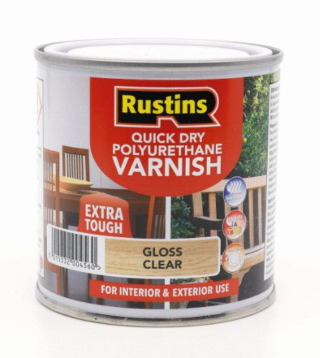 Rustins Quick Dry Polyurethane Varnish Gloss Clear 250ml | R695005