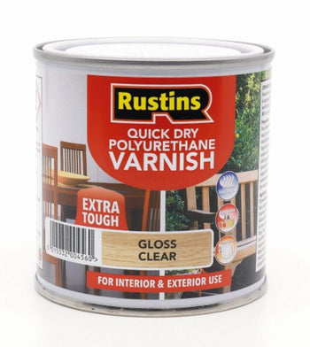 Rustins Quick Dry Polyurethane Varnish Gloss Clear 250ml | R695005