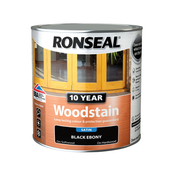 Ronseal 10 Year Woodstain Ebony Satin 250ml | 38673