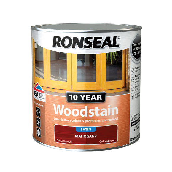 Ronseal 10 Year Woodstain Mahogany Satin 250ml | 38648