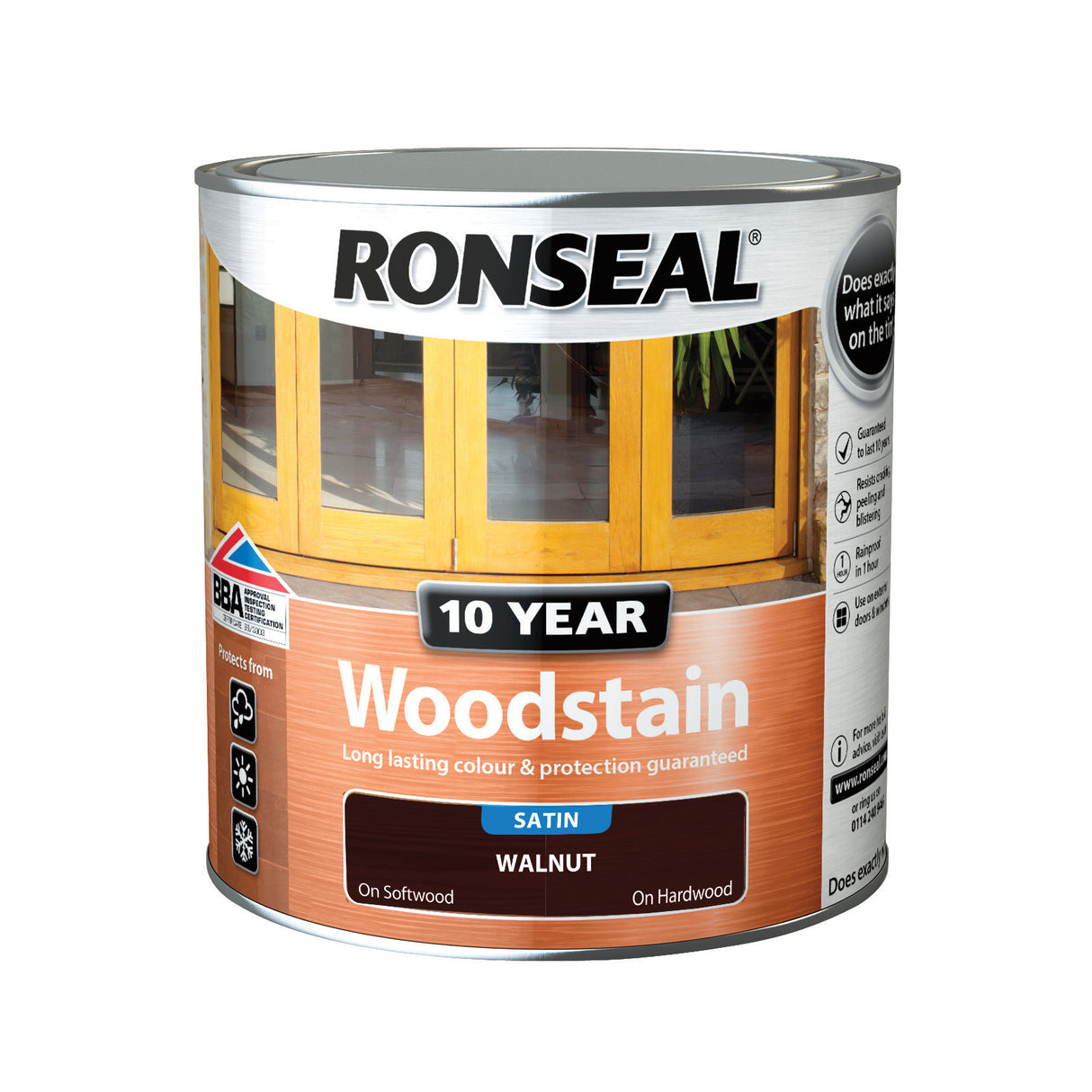 Ronseal 10 Year Woodstain Walnut Satin 2.5L | 38693