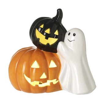 Ghost With Black & Orange Pumpkin Led | SEK040