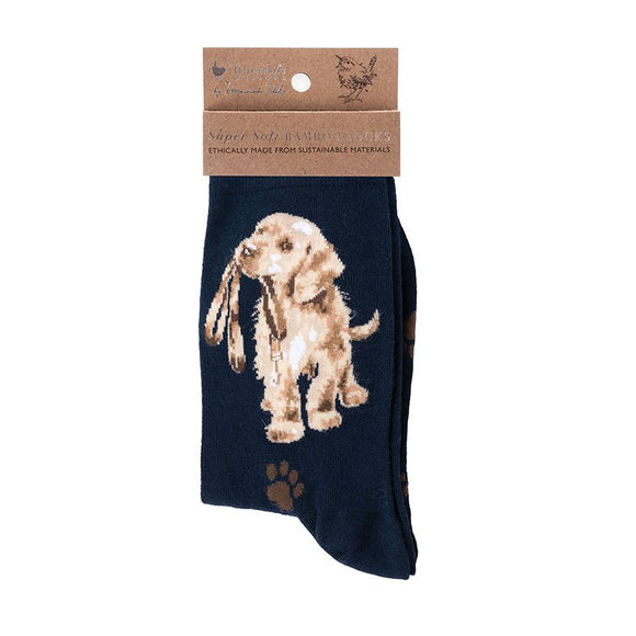 Wrendale Dark Blue Hopeful Labrador Socks | SOCK020