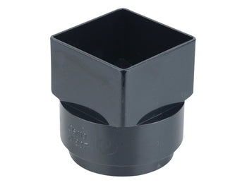 Wavin Squareline Outlet Adaptor Square To Round 61mm Black | T8837BK