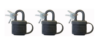 3-Pack of 45mm Covered Padlocks Keyed Alike | TERC40Q