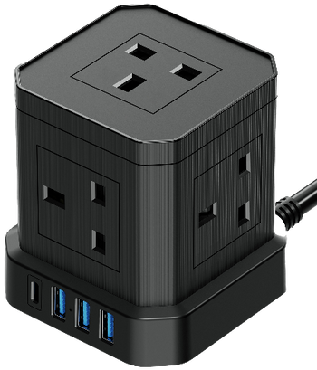 HomeSafe Mini Power Tower Mini 3 USB And Type C Port  - Black | TRE05B