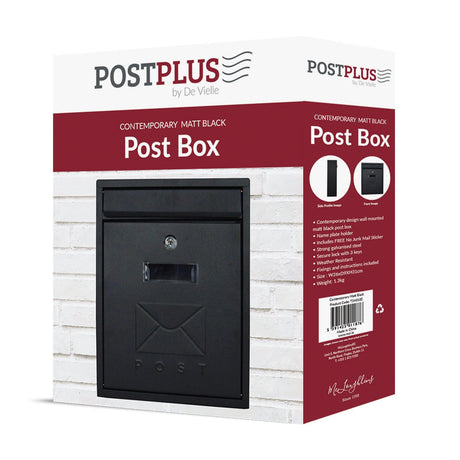 Postplus Contemporary Post Box Matt Black | TSH010Z