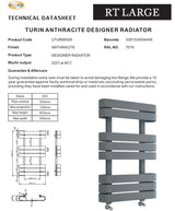 Turin Anthracite Designer Radiator | UTUR8550A