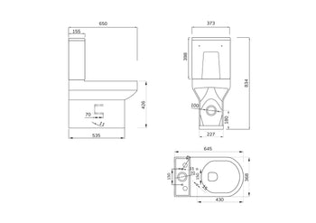 BASE Rimless Fully Shrouded Standard Height WC & PP Seat | USW0488