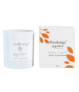 Woodbridge Amber & Sandalwood Boxed Tumbler Candle | W001AS