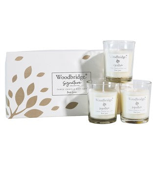 Woodbridge Pure Linen Boxed Three Votive Candle Set | W003PL