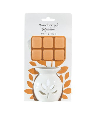 Woodbridge Amber & Sandalwood Wax Melt Burner Gift Set | W008AS