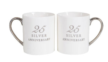 Amore Set of 2 Porcelain Mugs - 25th Anniversary | WG12225