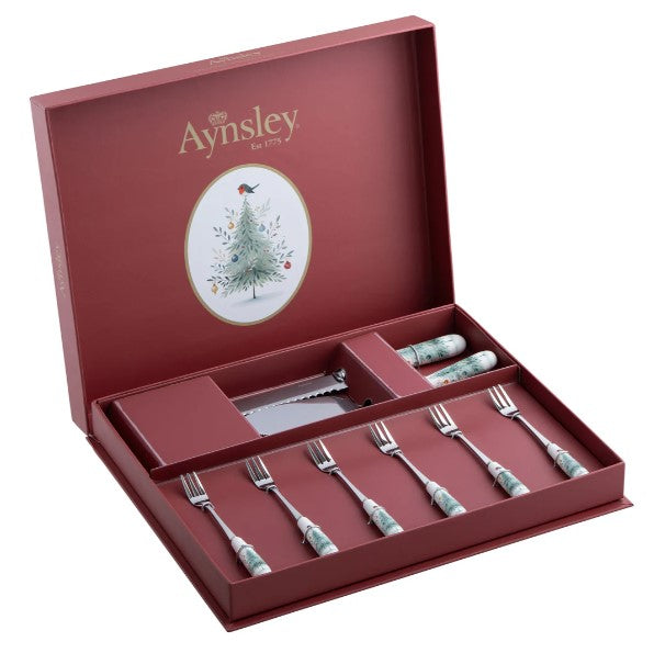 Aynsley Little Robin Christmas Tree Pastry Set | XMAS40906