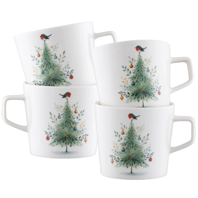 Aynsley Little Robin Christmas Tree Mugs Set of 4 | XMAS40909