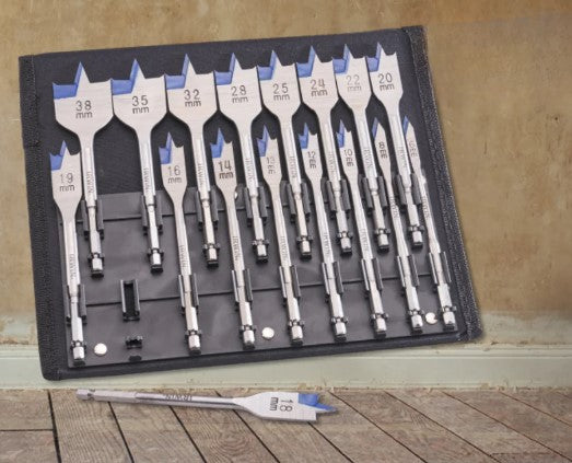 Irwin 17 Piece 4X Blue  Groove Flat Bit Set | XMS23FBIT17