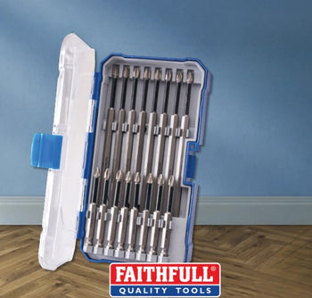 Faithfull 16 Piece Long Impact Bit Set in Case | XMS23LBITS