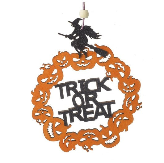 Trick Or Treat Orange Hanging Dec With Witch | ZFF215
