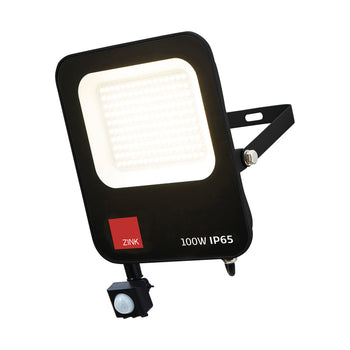 Clara 100w LED Flood w PIR inc Black | ZN-38696-BLK