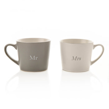 Amore Set Of 2 Grey & White Mugs - Mr & Mrs | AM214
