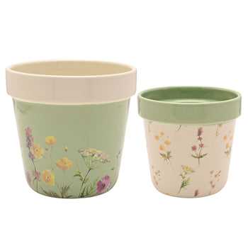Country Living Set Of 2 Planters - Flowers | CL1364