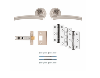 Tavira Door Handle Lockset inc Hinges & Lock - Satin Nickle | DP31P009SN