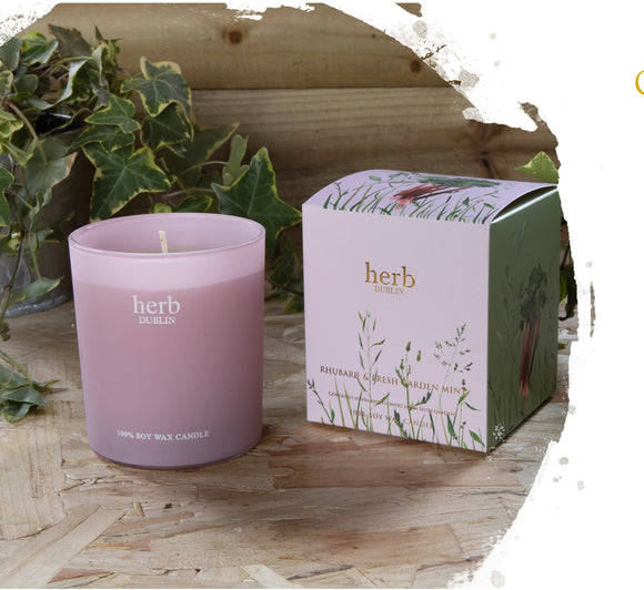 Herb Rhubarb & Fresh Garden Mint Jar Candle | HC-RHU-89