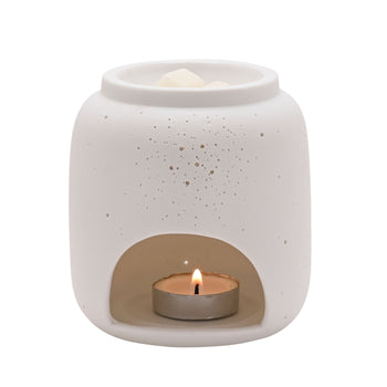 Hestia White Ceramic Oil Burner Holder With Pin Hole Detail | HE2507