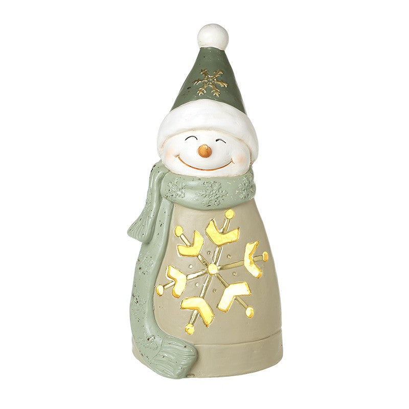 Heaven Sends Light Up Ceramic Snowman 39.7cm - Green | BAZ237A