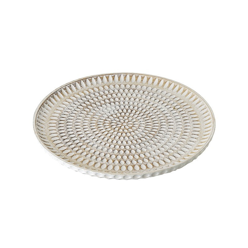 Heaven Sends Etched Wooden Plate 36.5cm - Cream | TPQ465