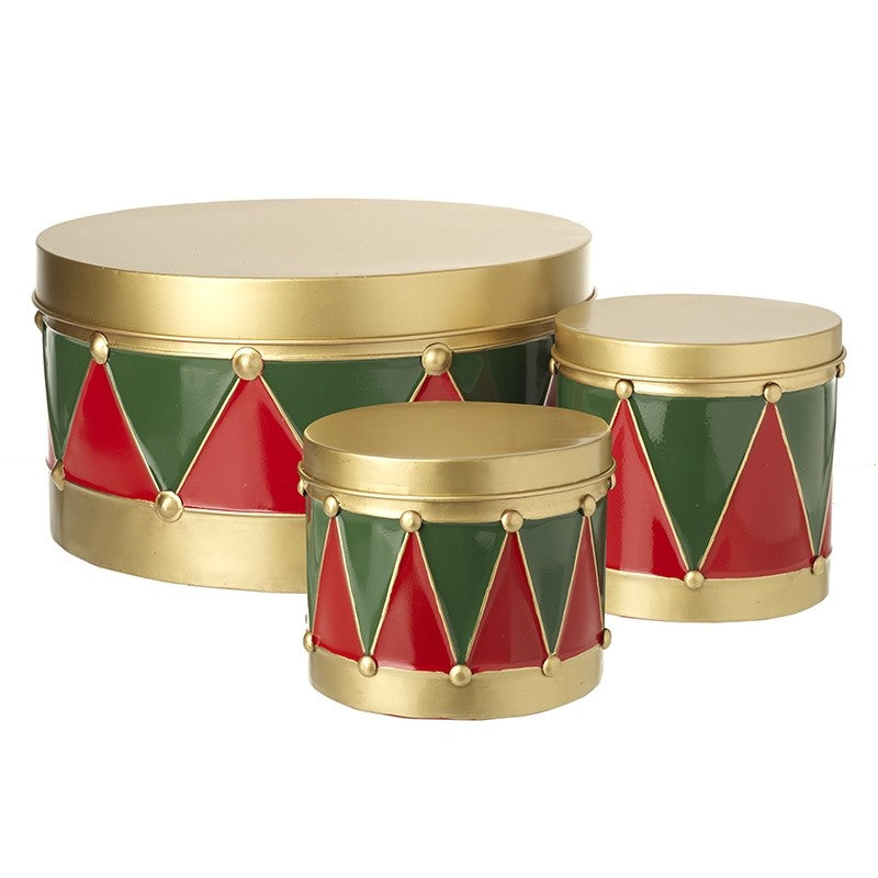 Heaven Sends Gold Red Green Metal Drum Tin Set | FMA065