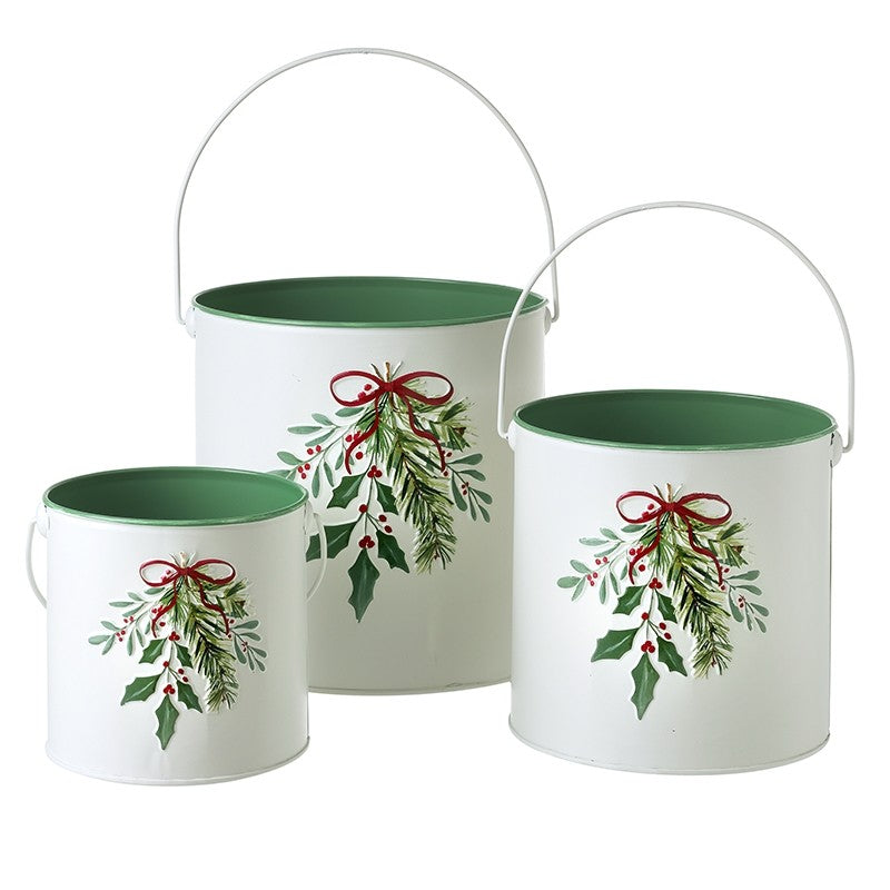 Heaven Sends White Buckets With Holly Design Set (3) | MOU101